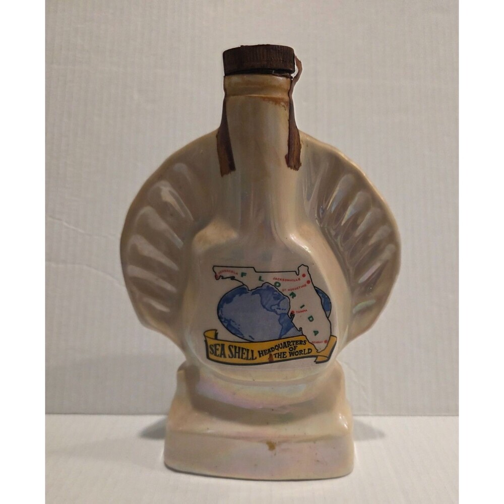 Vintage 1968 Jim Beam Whiskey Decanter Florida Sea Shell Headquarters Iridescent